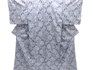 大特価品　未使用品　抽象草花模様織り出し本場泥大島紬着物(5マルキ)